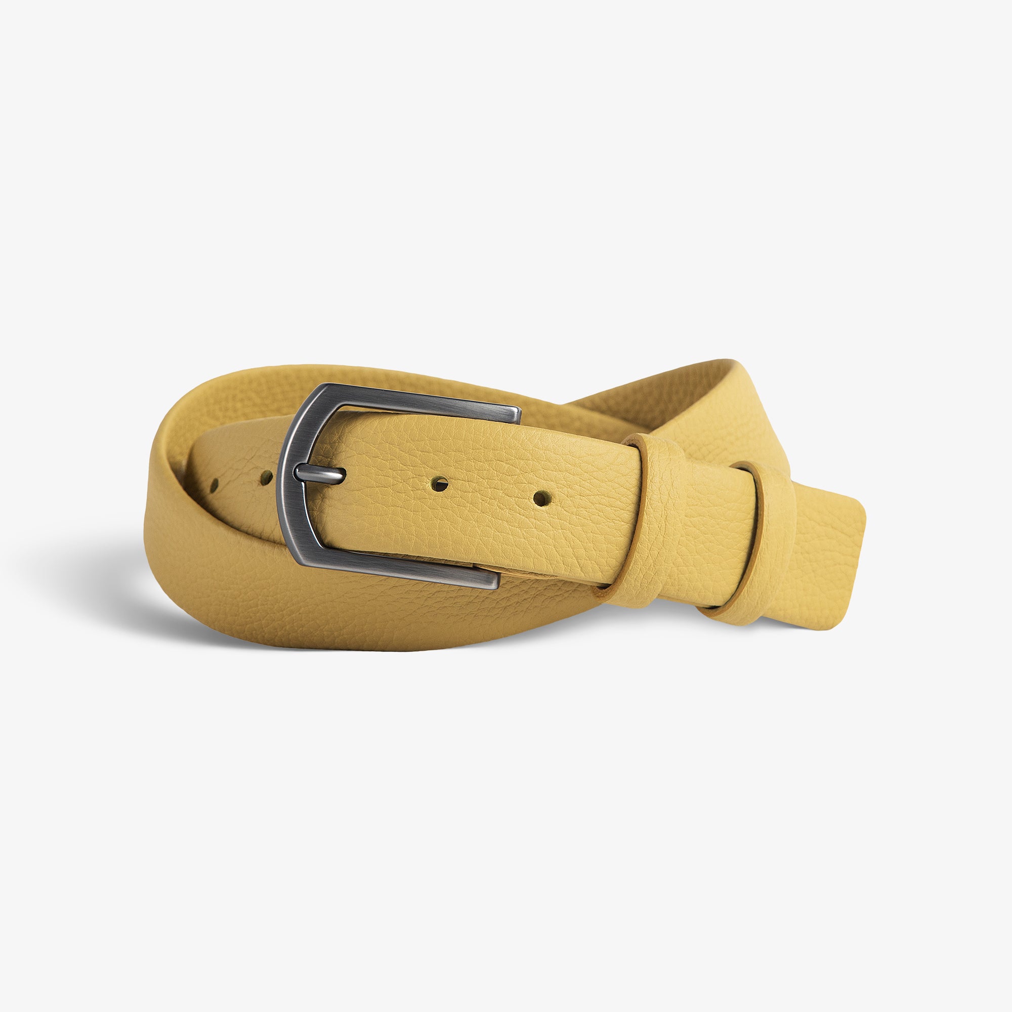 Light Yellow Suede Leather Belt