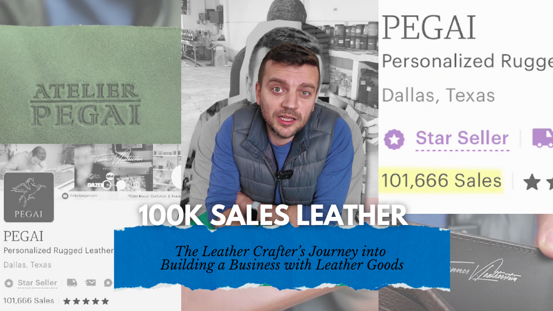 Tanner Leatherstein shares his journey to 100K sales with personalized rugged leather goods on Etsy, highlighting craftsmanship, branding, and success.