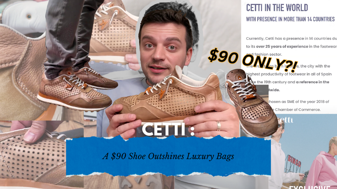 Tanner Leatherstein showcases Cetti's $90 leather sneakers, highlighting their craftsmanship and value, which outshine many luxury leather bags.