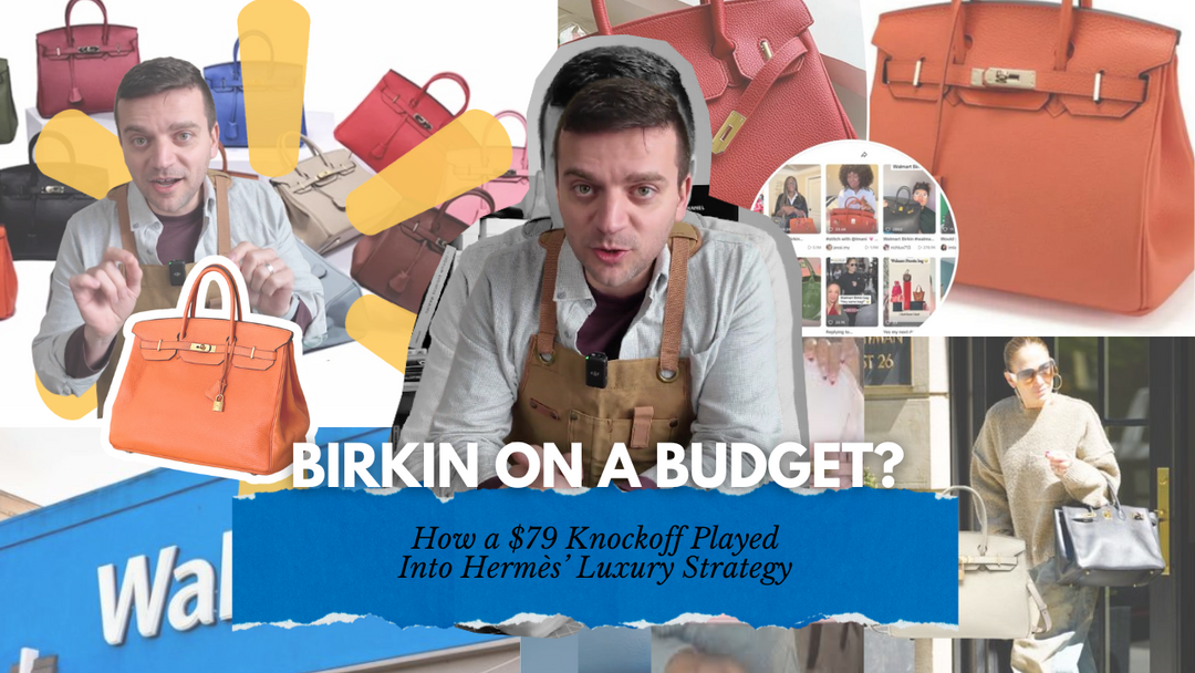 Tanner Leatherstein analyzing a $79 knockoff Birkin bag, showcasing its design and craftsmanship, and discussing its role in Hermès' luxury brand strategy.