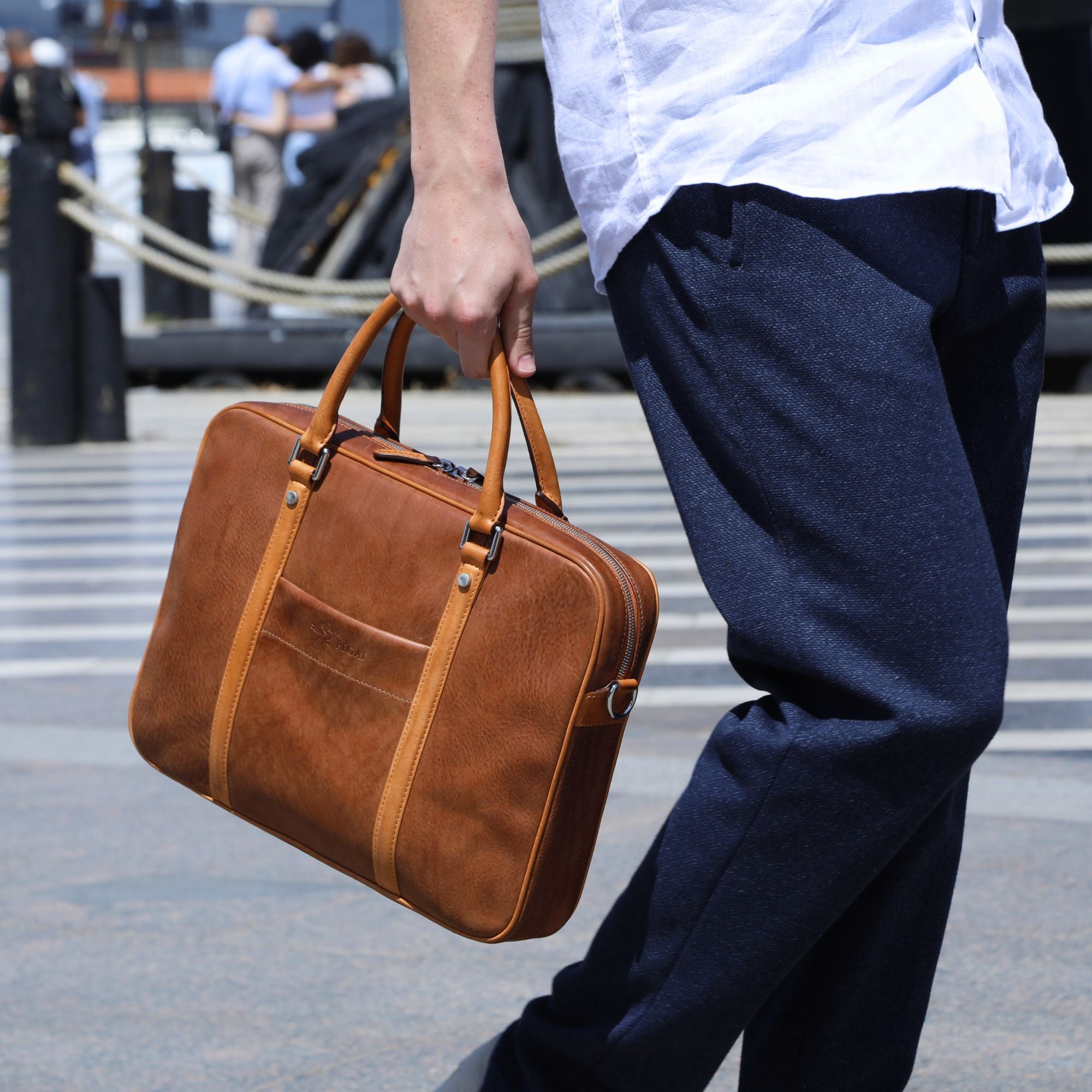 Senior Italian Leather Briefcase Brown