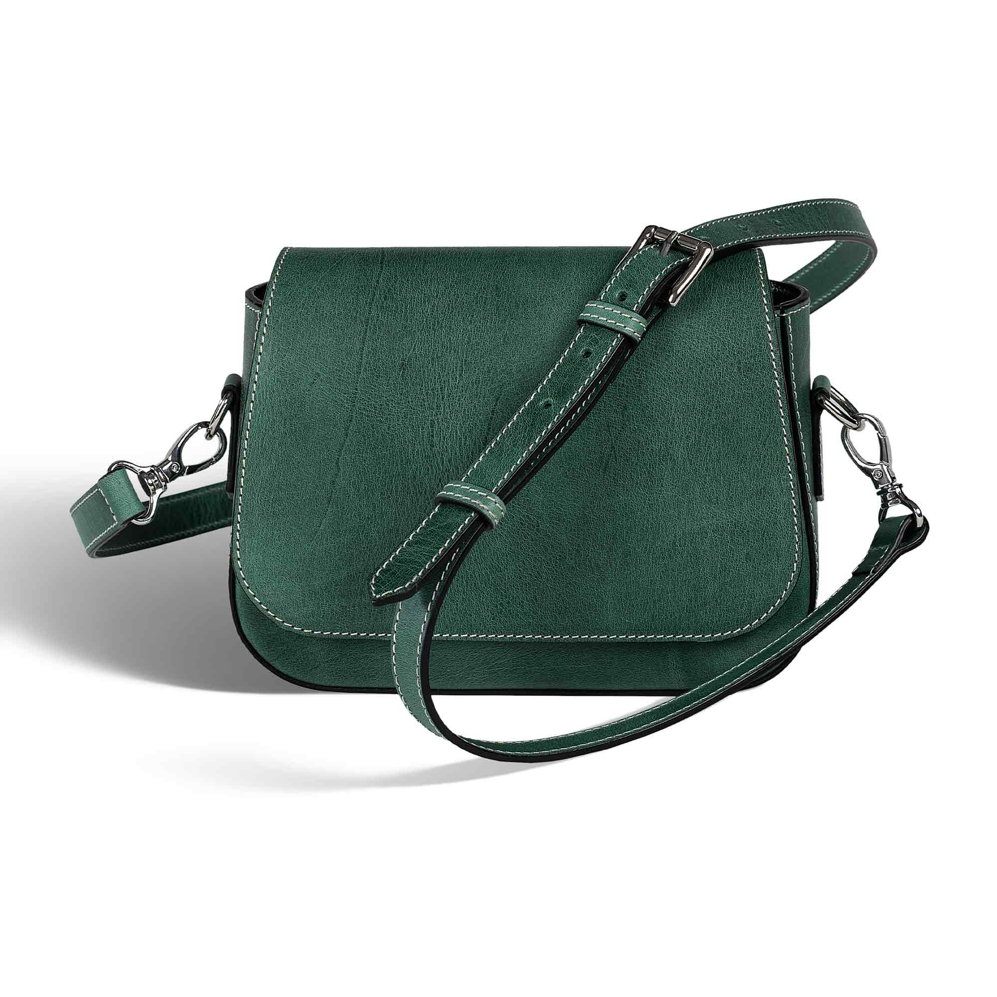 Hampton Crossbody Bag Emerald w Nickel Hardware