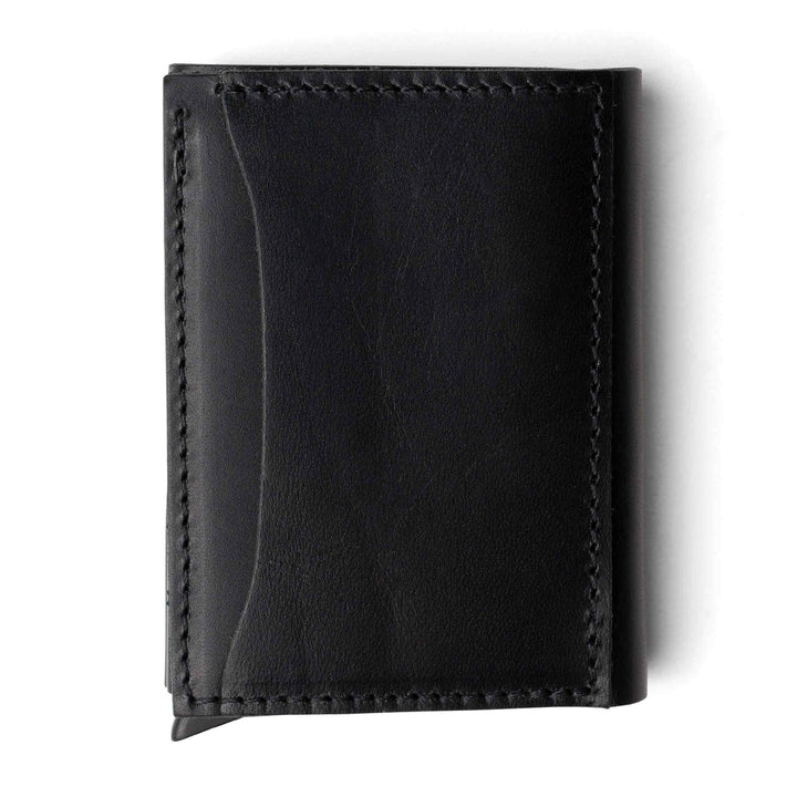 Leather Quick Card Access Trifold Wallet | Black | Mack