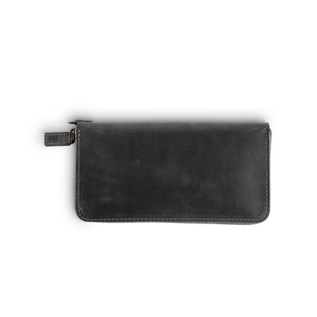 Leather Large Wallet | Grey | Karla