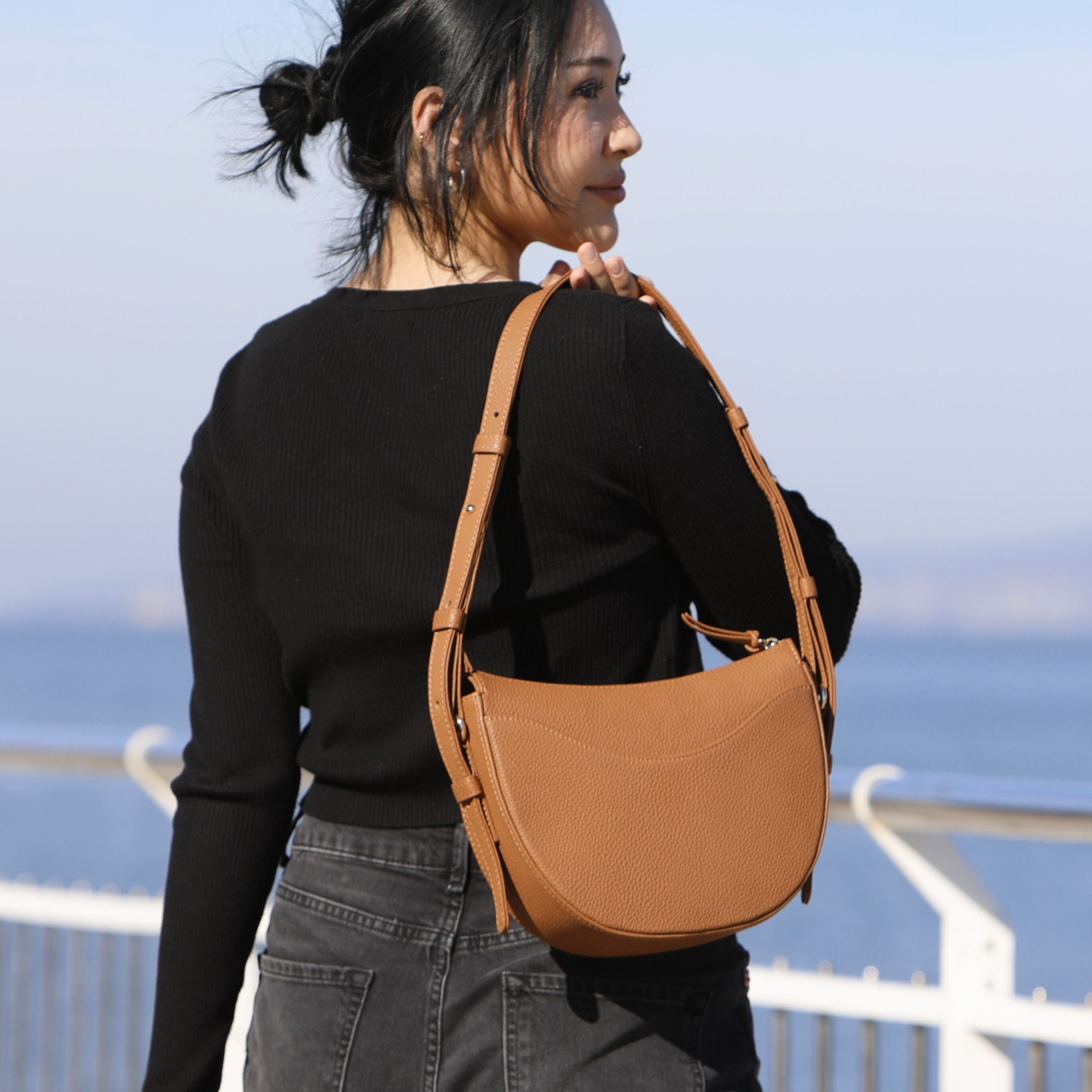 Real leather shoulder bag handbag purse cross body organizer smart phone  pockets brown - Walmart.com