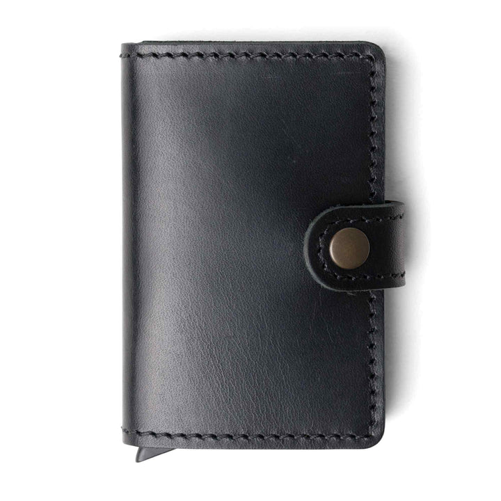 Leather Quick Card Access Wallet | Black | Agustine