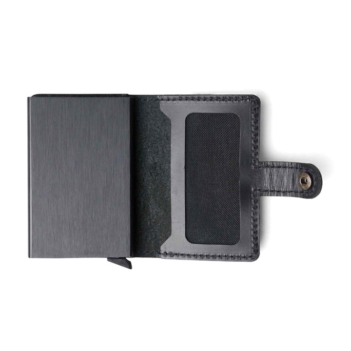 Leather Quick Card Access Wallet | Black | Agustine