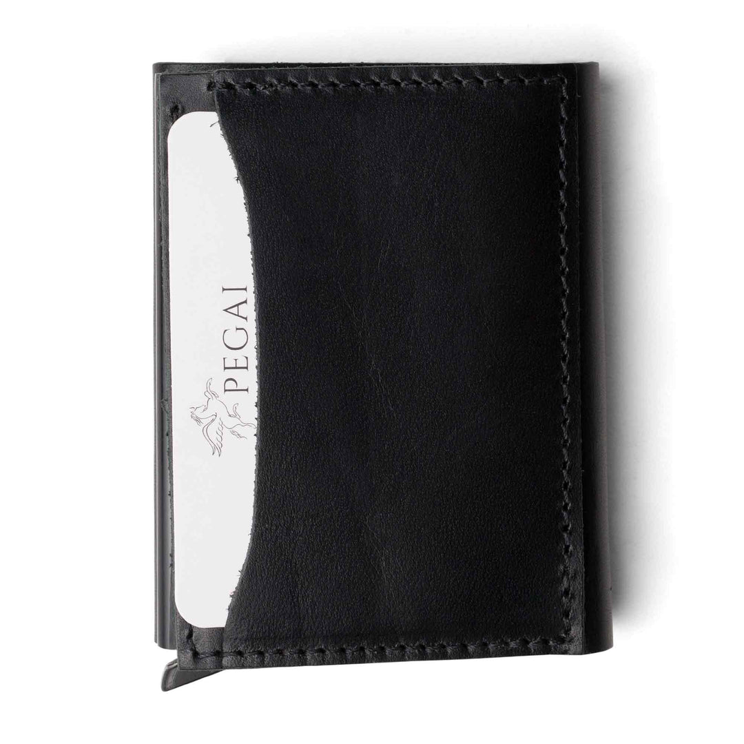 Leather Quick Card Access Trifold Wallet | Black | Mack