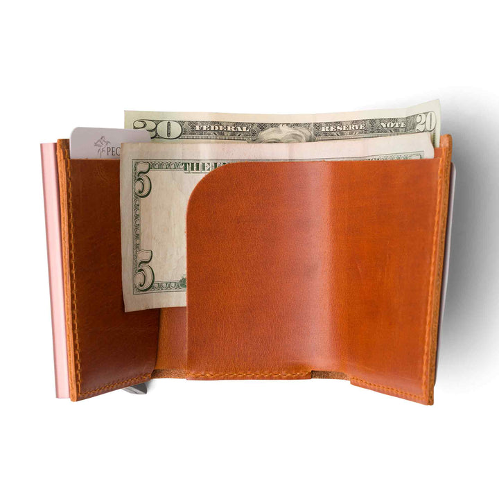 Leather Quick Card Access Trifold Wallet | Whiskey | Mack