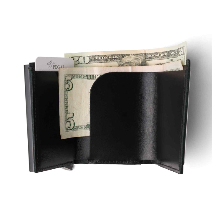 Leather Quick Card Access Trifold Wallet | Black | Mack