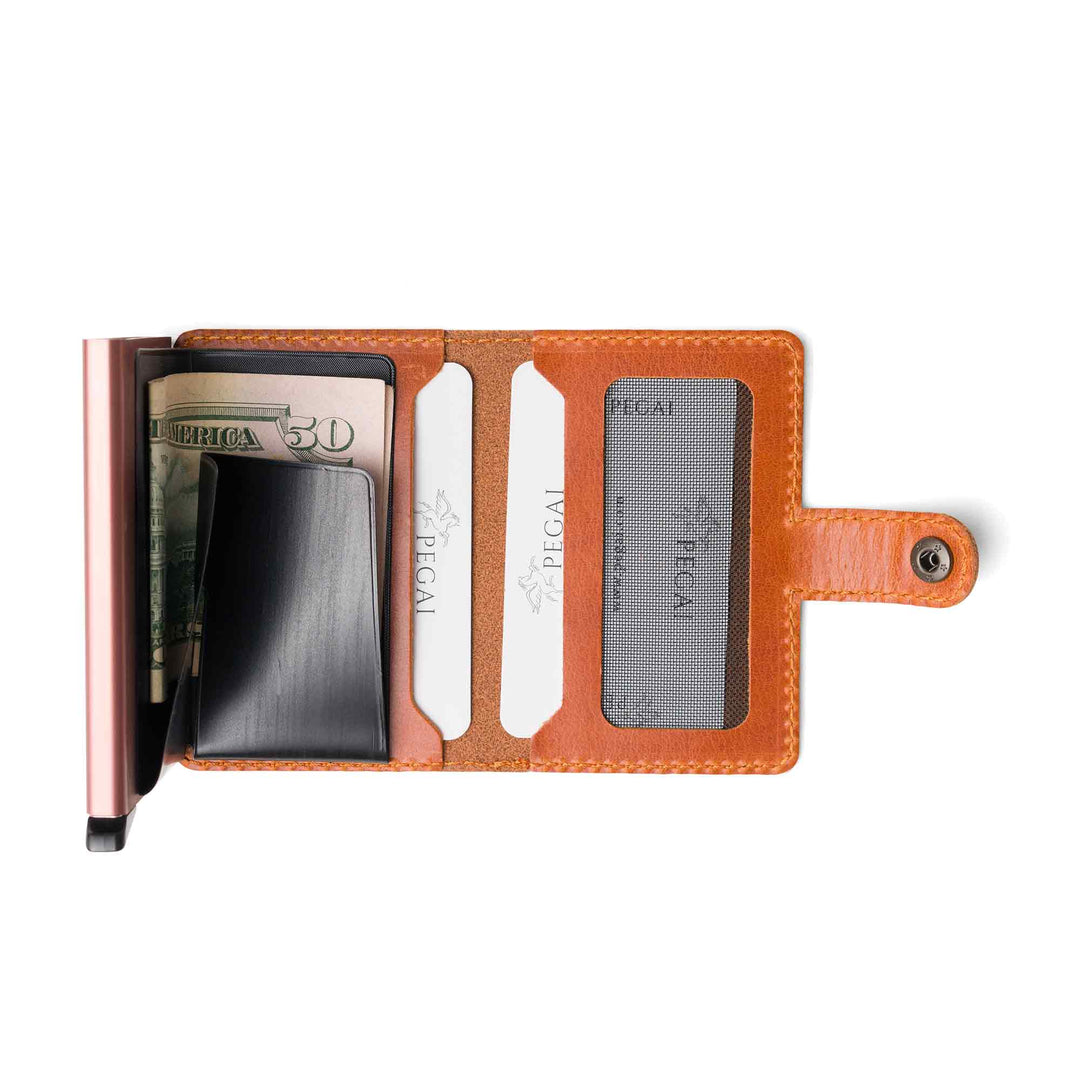 Leather Quick Card Access Wallet | Whiskey | Agustine