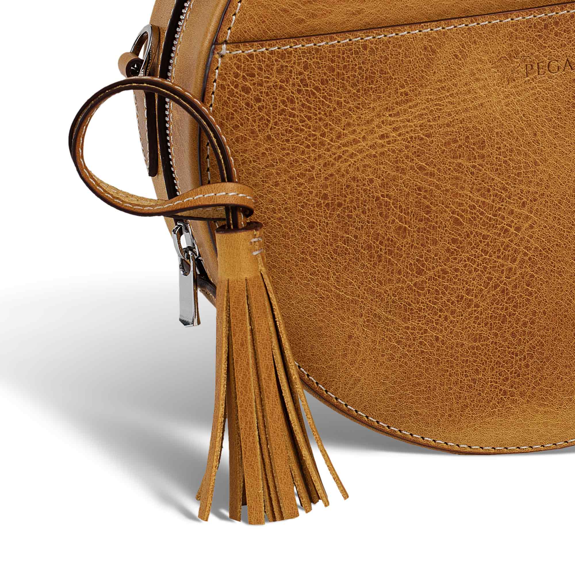 Circle | Crossbody Bag | Amber w/ Nickel Hardware