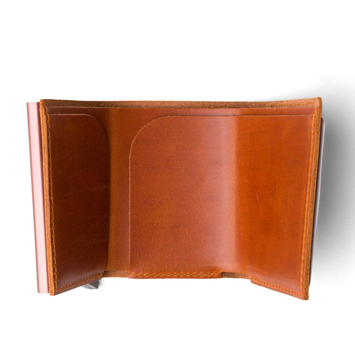 Leather Quick Card Access Trifold Wallet | Whiskey | Mack