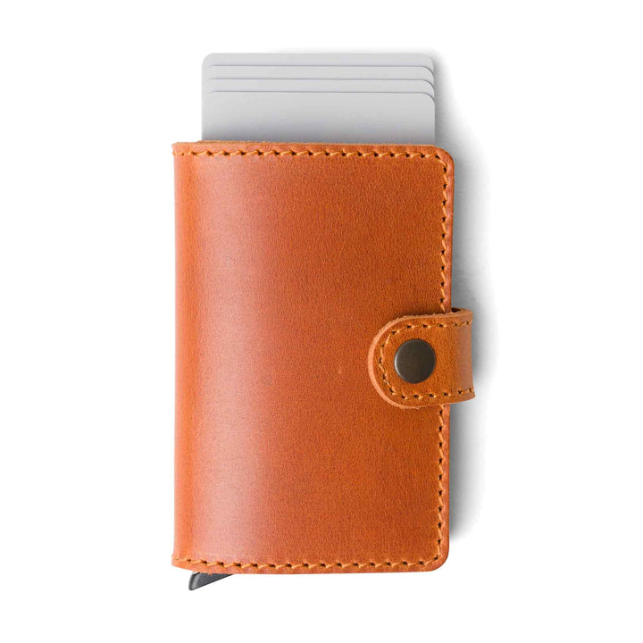 Leather Quick Card Access Wallet | Whiskey | Agustine