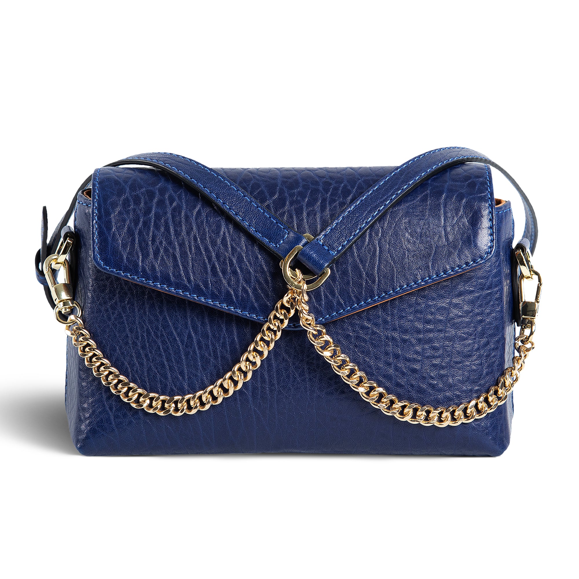 Helen | Crossbody Bag | Blue w/ Gold Hardware