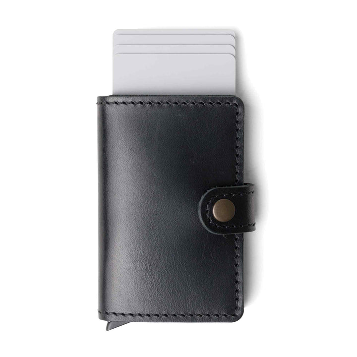 Leather Quick Card Access Wallet | Black | Agustine