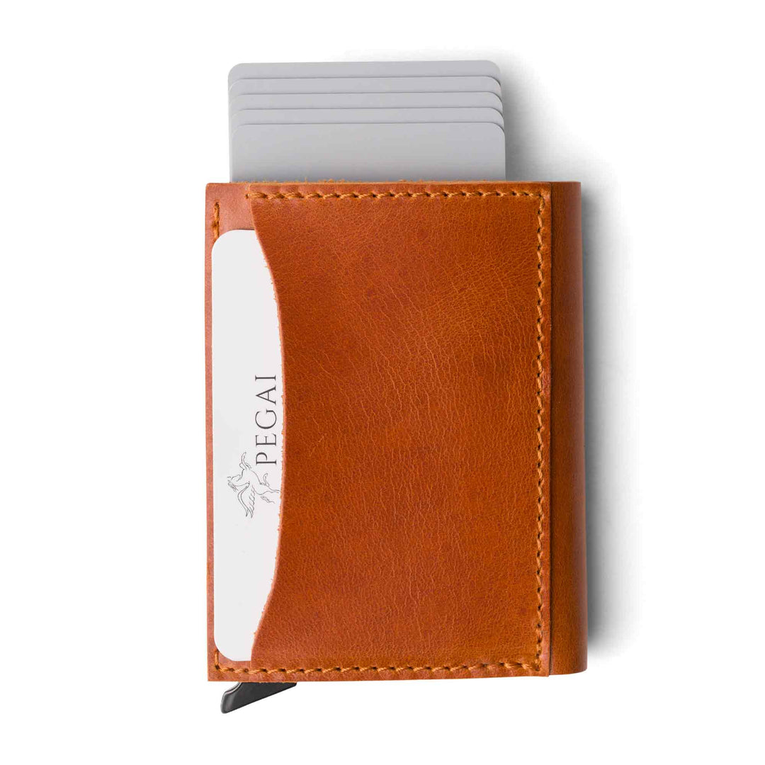 Leather Quick Card Access Trifold Wallet | Whiskey | Mack