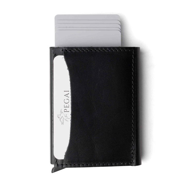 Leather Quick Card Access Trifold Wallet | Black | Mack