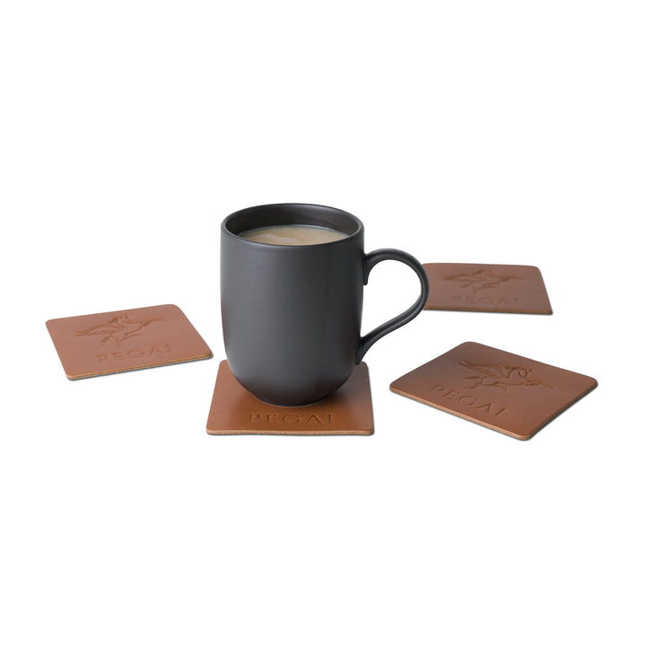 Leather Coaster Set of 4 | Taba Brown | Kirby