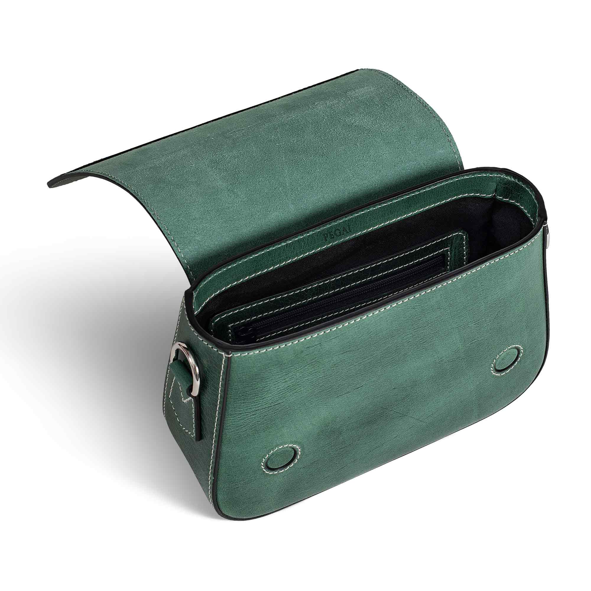 Hampton Crossbody Bag Emerald w Nickel Hardware