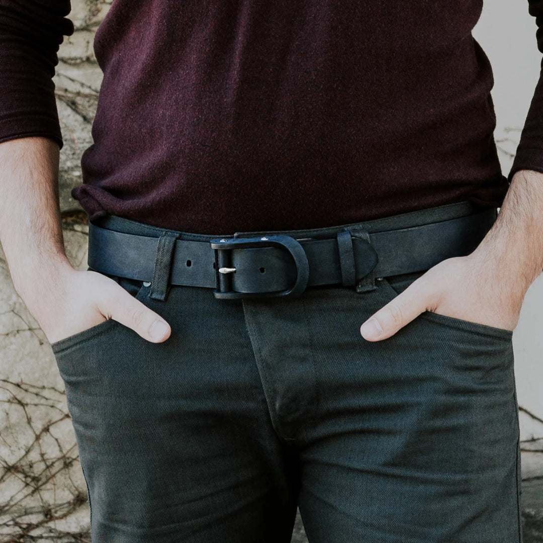 Boone | Distressed Leather Belt | Charcoal