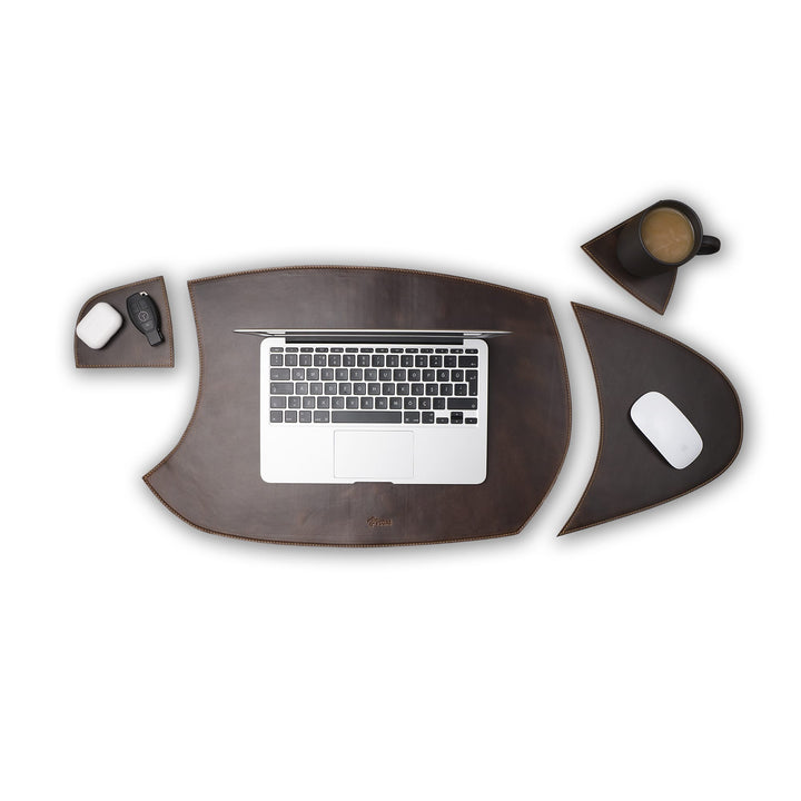 Leather Desk Pad Set | Antique Brown | Fuzzle