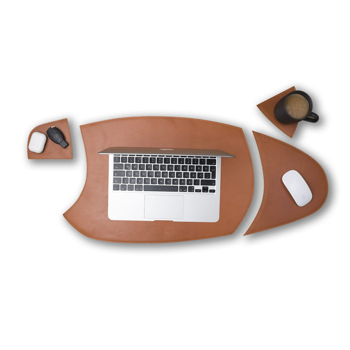 Leather Desk Pad Set | Taba Brown | Fuzzle