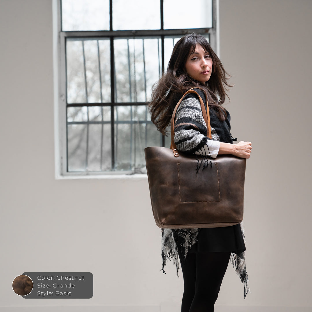 Leather Tote  | Chestnut Grande | LaSalle