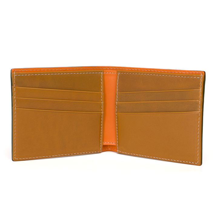 Italian Vegetable Tanned Leather Wallet | Green & Mustard | Malcolm