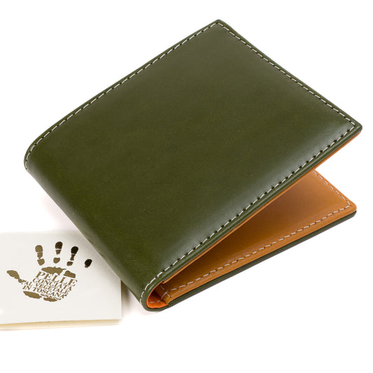 Italian Vegetable Tanned Leather Wallet | Green & Mustard | Malcolm