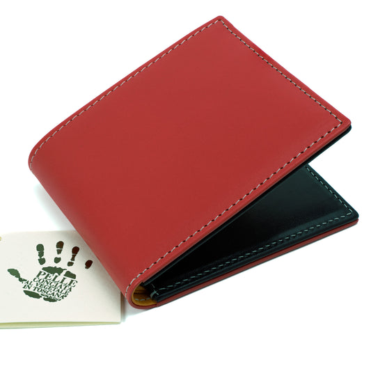 Italian Vegetable Tanned Leather Wallet | Red & Black | Malcolm