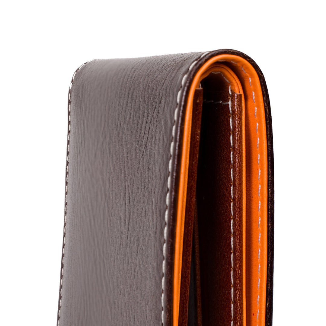 Italian Vegetable Tanned Leather Wallet | Dark Brown & Rum | Malcolm