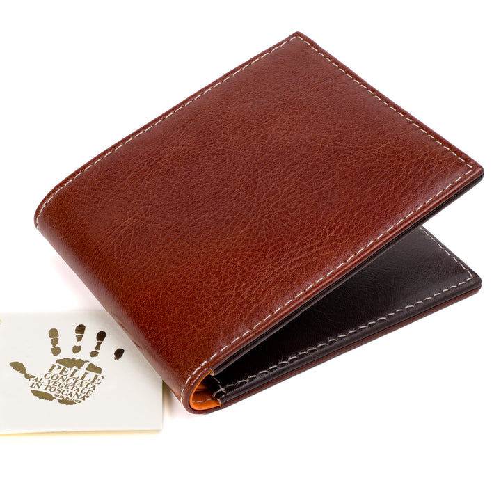 Italian Vegetable Tanned Leather Wallet | Rum & Dark Brown | Malcolm