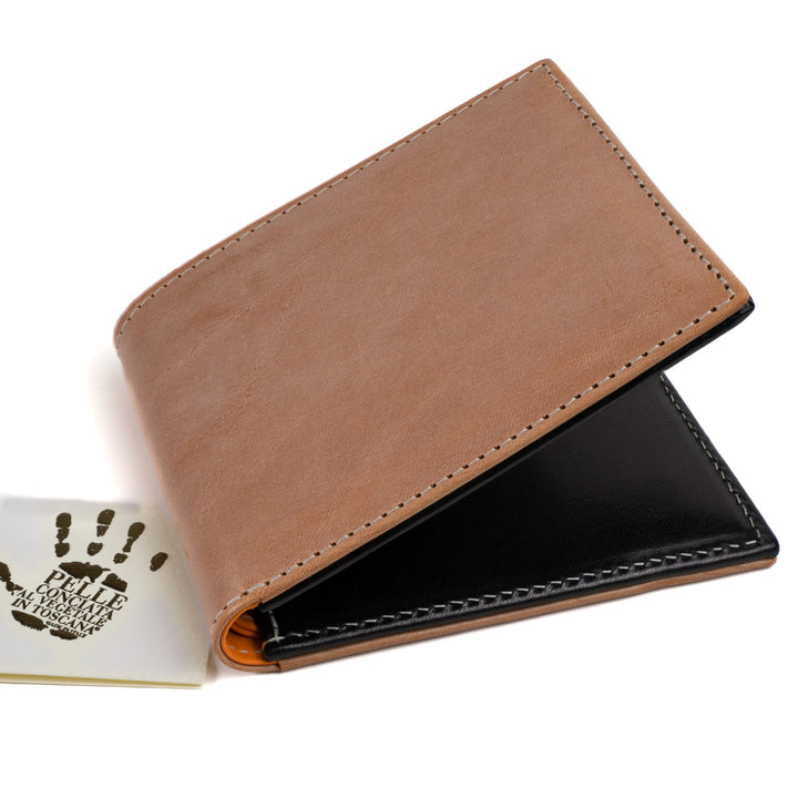 Italian Vegetable Tanned Leather Wallet | Brown & Black | Malcolm