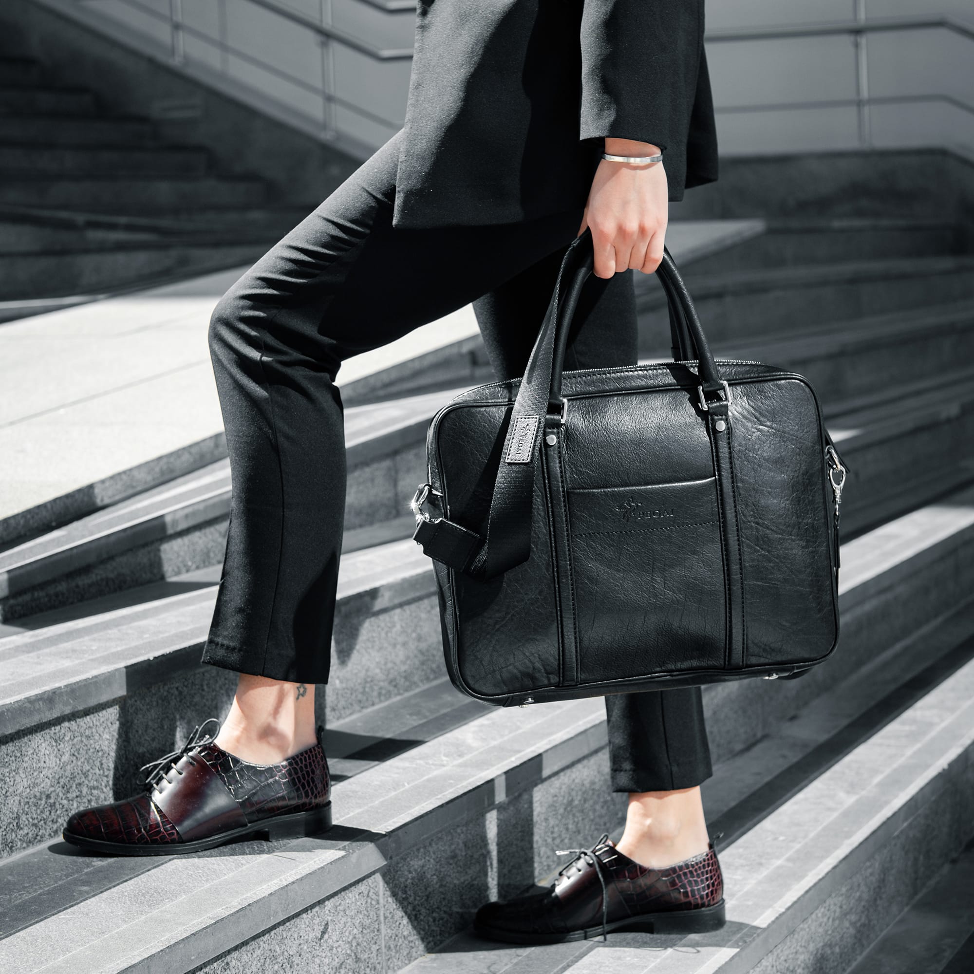 Senior Italian Leather Briefcase Black