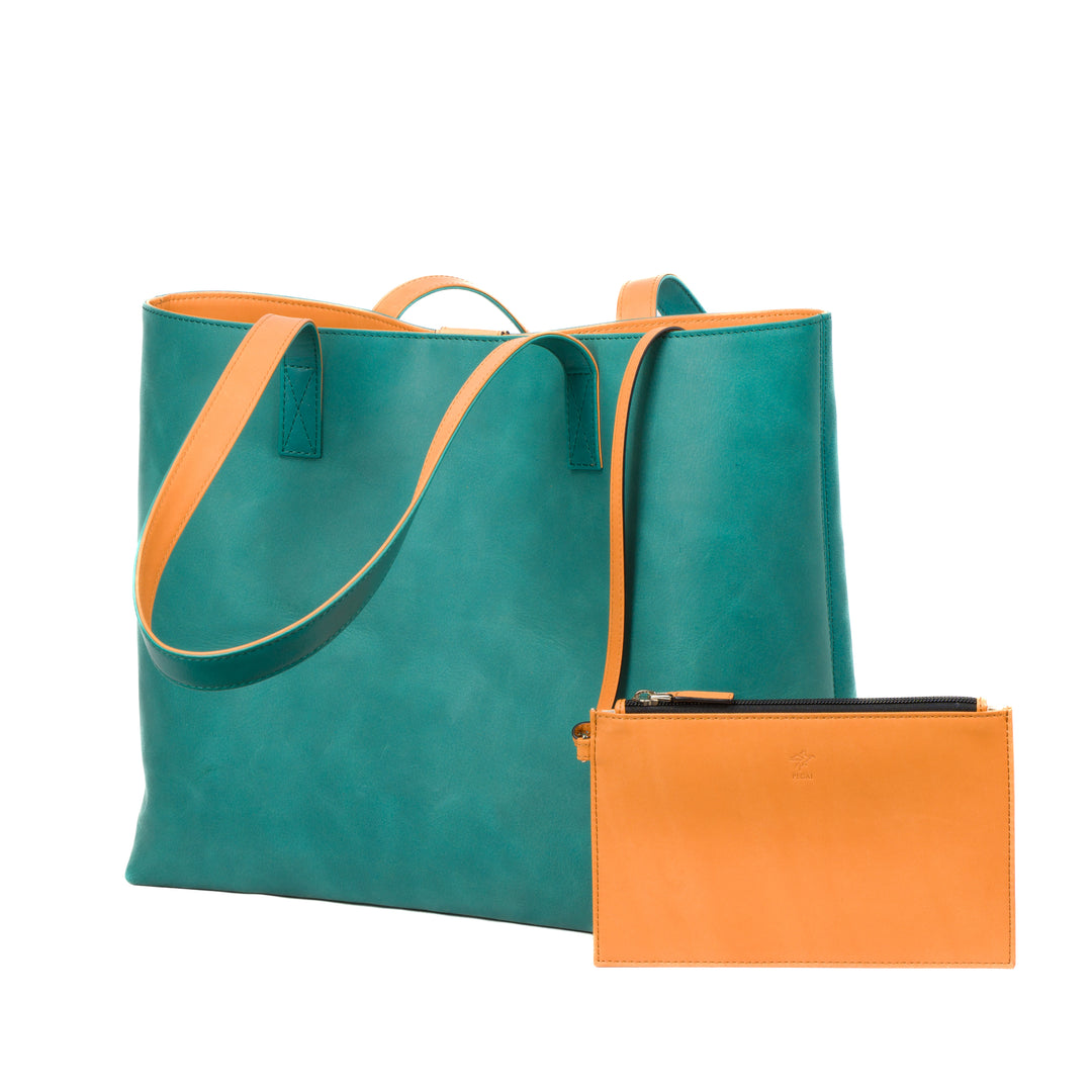 Leather Tote | Sharon | Turquoise