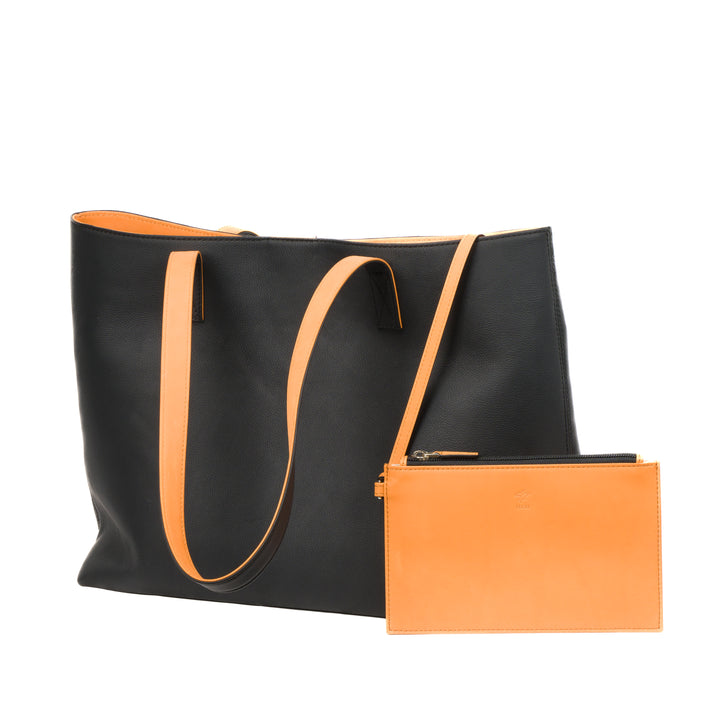 Leather Tote | Sharon | Pebbled Black