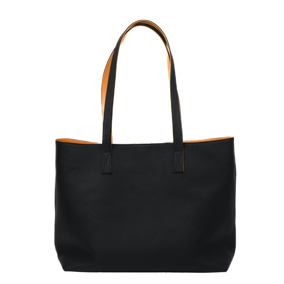 Leather Tote | Sharon | Pebbled Black