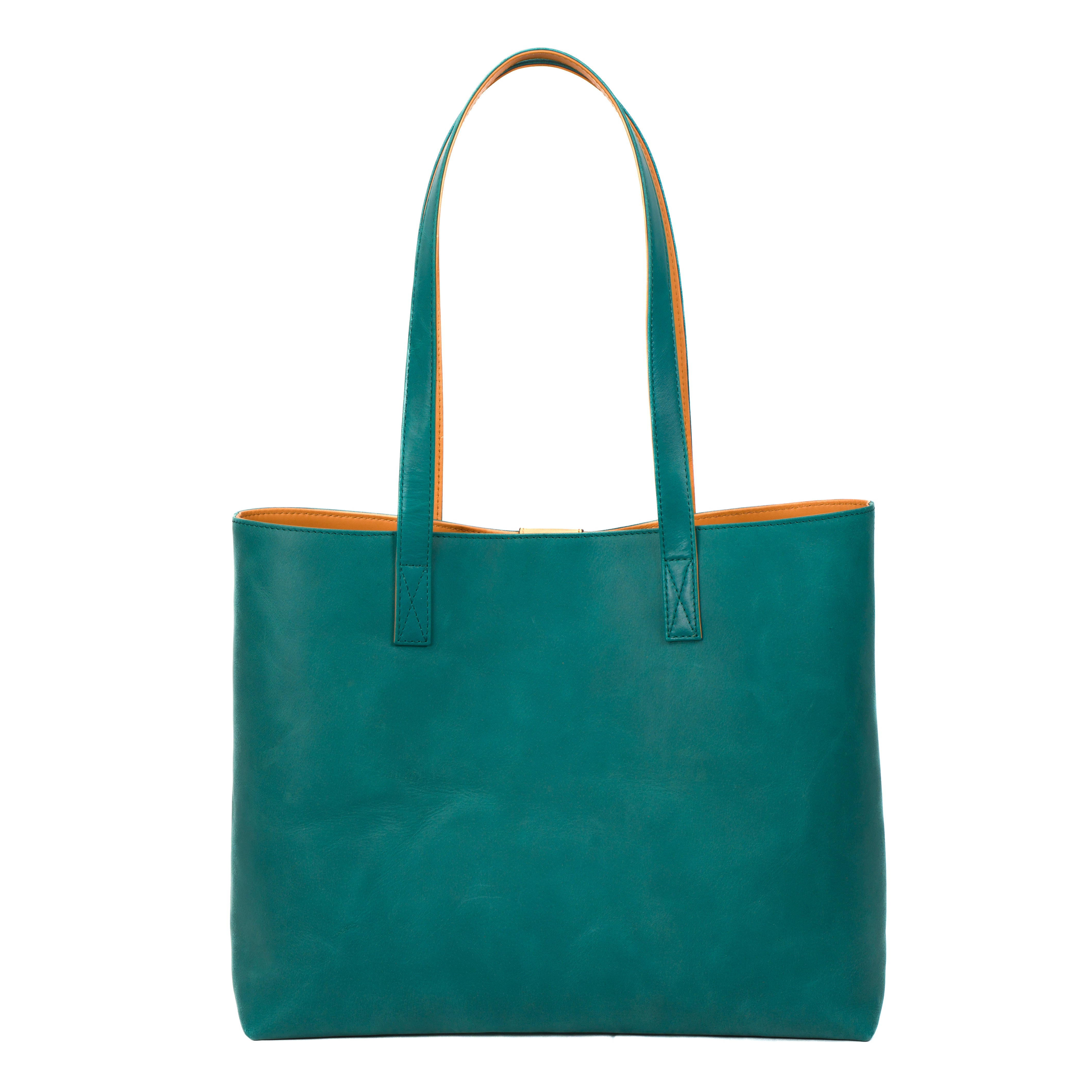 Turquoise Leather Tote Bag - Genuine Leather - Handcrafted locally high quality in Erie, CO