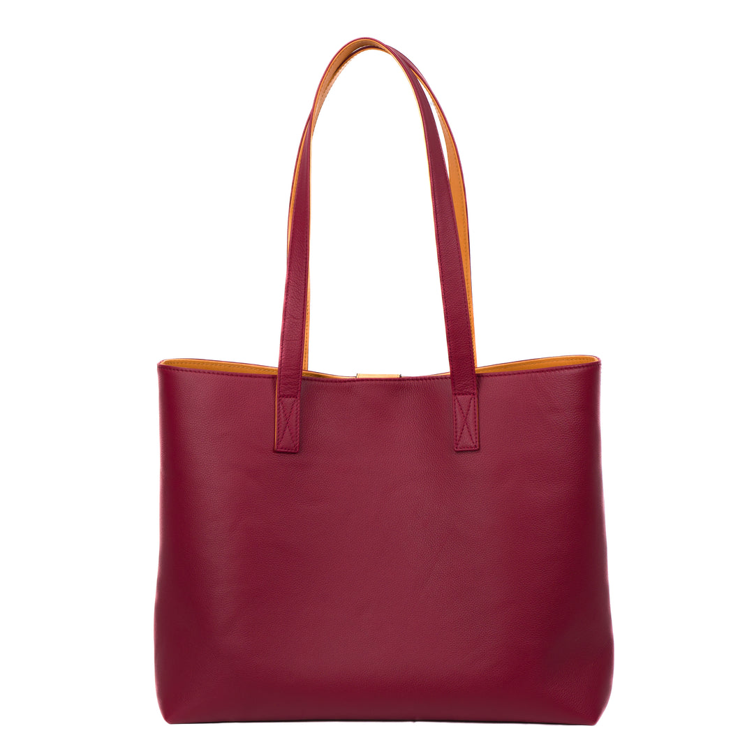 Leather Tote | Sharon | Pebbled Burgundy