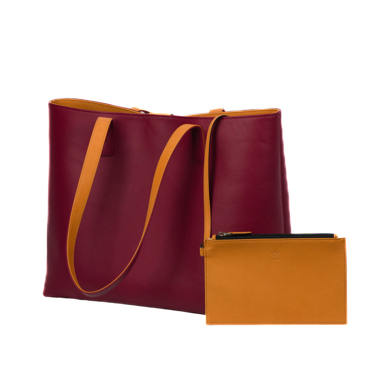 Leather Tote | Sharon | Pebbled Burgundy