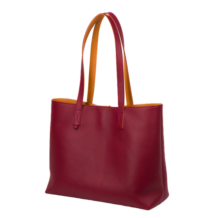 Leather Tote | Sharon | Pebbled Burgundy