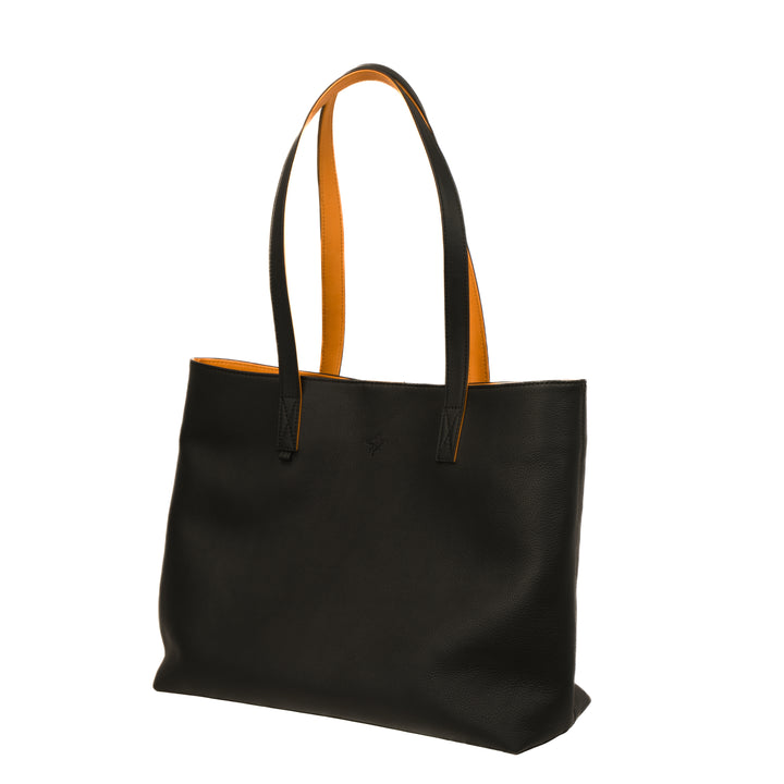 Leather Tote | Sharon | Pebbled Black