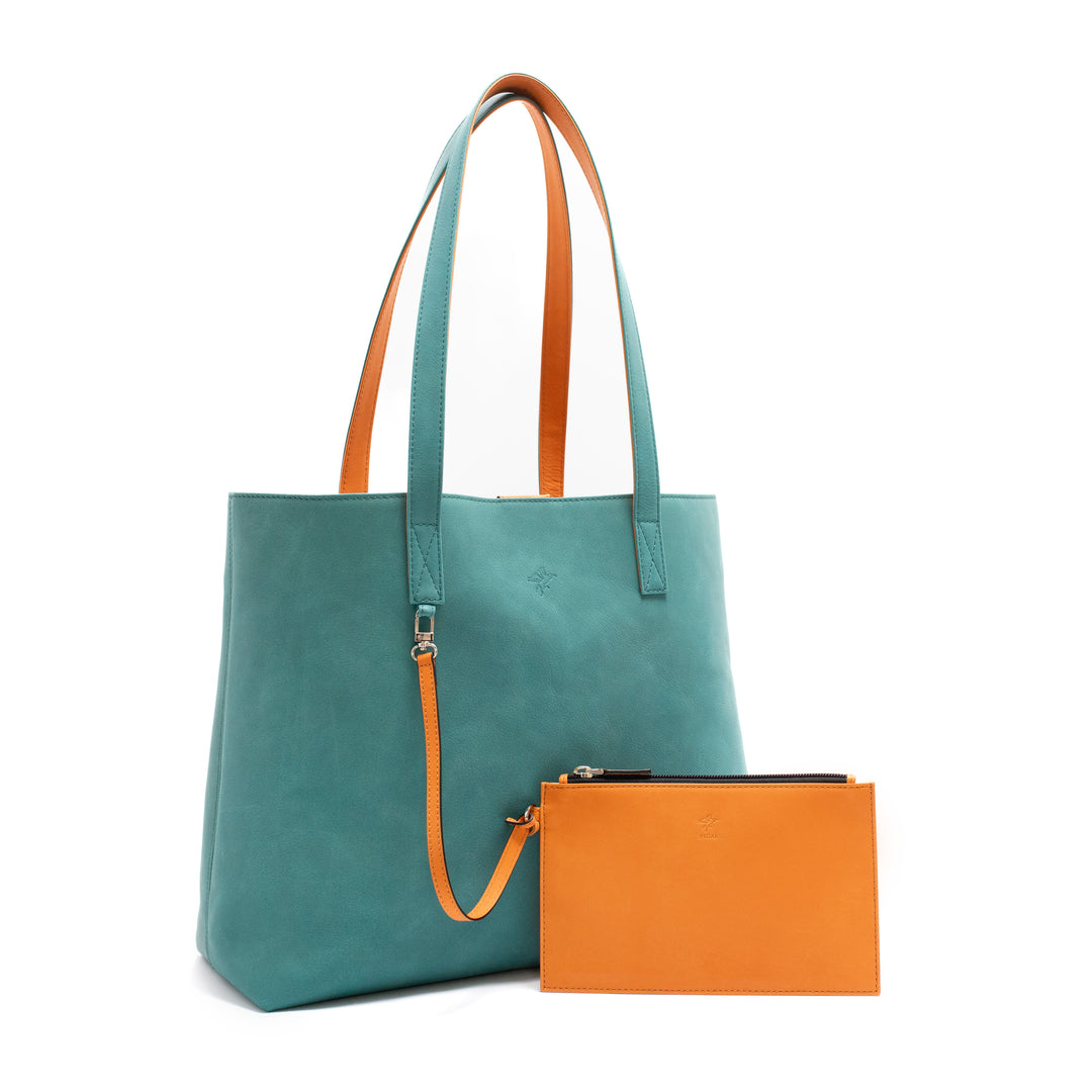 Leather Tote | Sharon | Turquoise