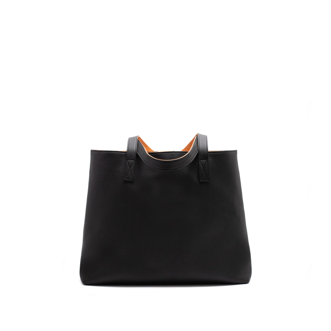 Leather Tote | Sharon | Pebbled Black