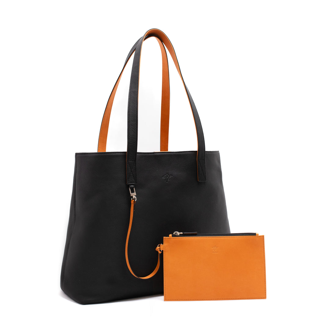 Leather Tote | Sharon | Pebbled Black