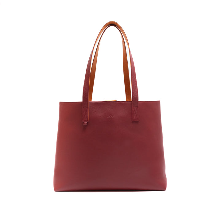 Leather Tote | Sharon | Pebbled Burgundy