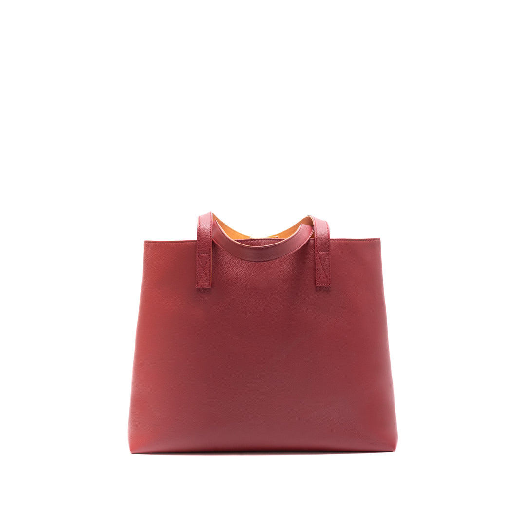 Leather Tote | Sharon | Pebbled Burgundy