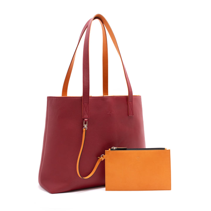 Leather Tote | Sharon | Pebbled Burgundy