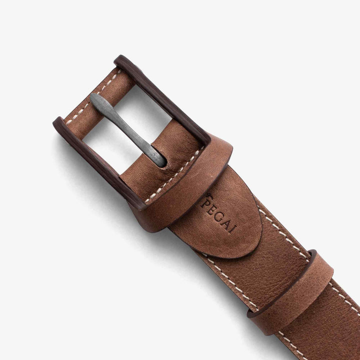 Boone | Stitched Leather Belt | Mocha